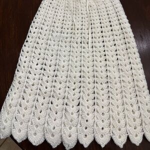 Elegant White Crochet Christening Gown and Hat